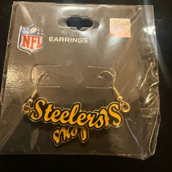 NFL Steelers Gold and Black Earrings NEW - Picture 1 of 3